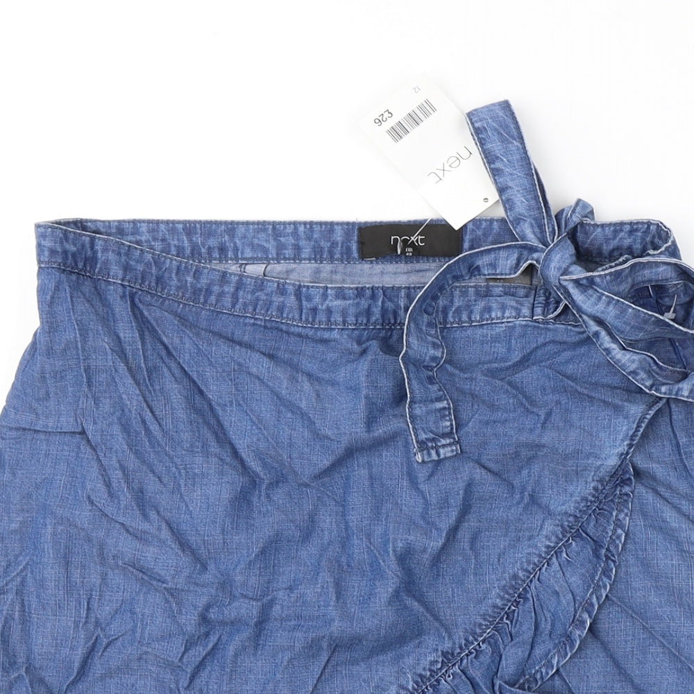 NEXT Womens Blue  Lyocell Wrap Skirt Size 12   Tie