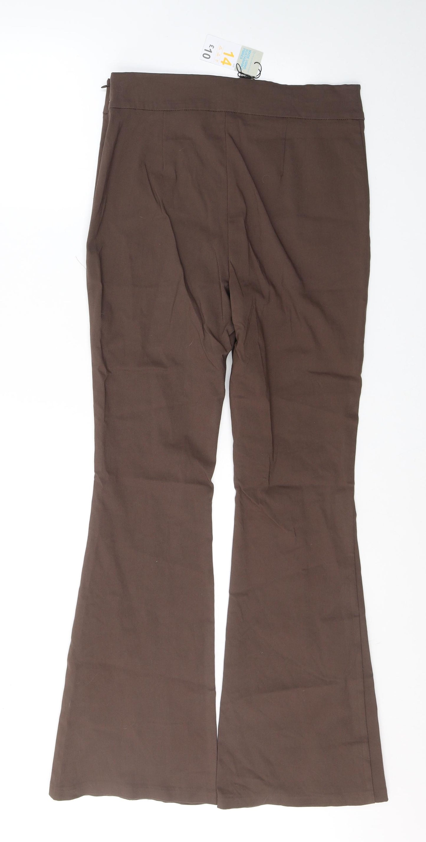 Primark Womens Brown  Viscose Flared Jeans Size 14 L31 in Regular Zip