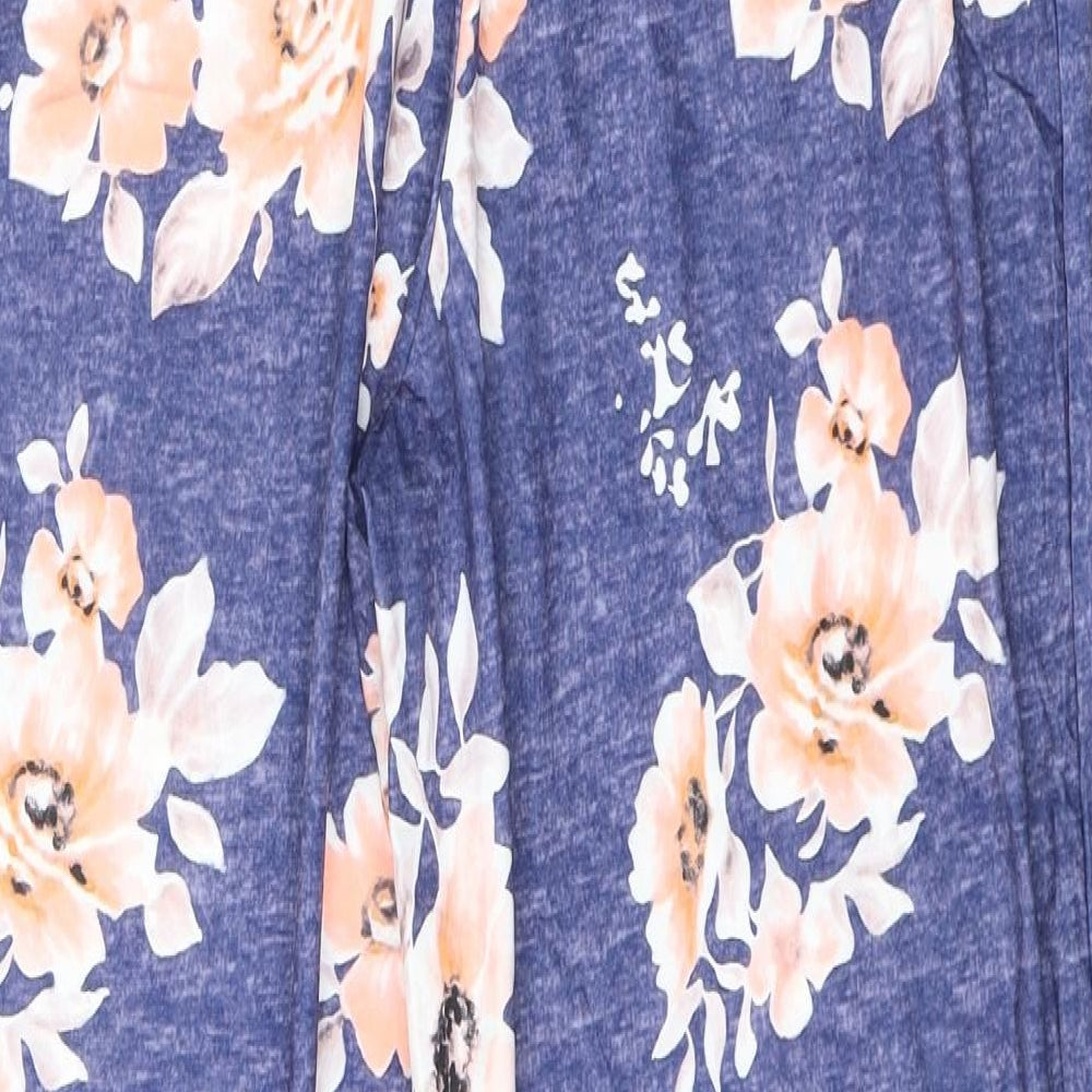 Preworn Womens Blue Floral Polyester Capri Lounge Pants Size M