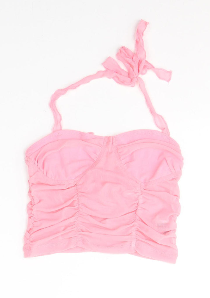SheIn Womens Pink Polyester Cropped Blouse Size M Halter