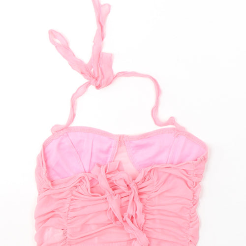SheIn Womens Pink  Polyester Cropped Blouse Size M Halter