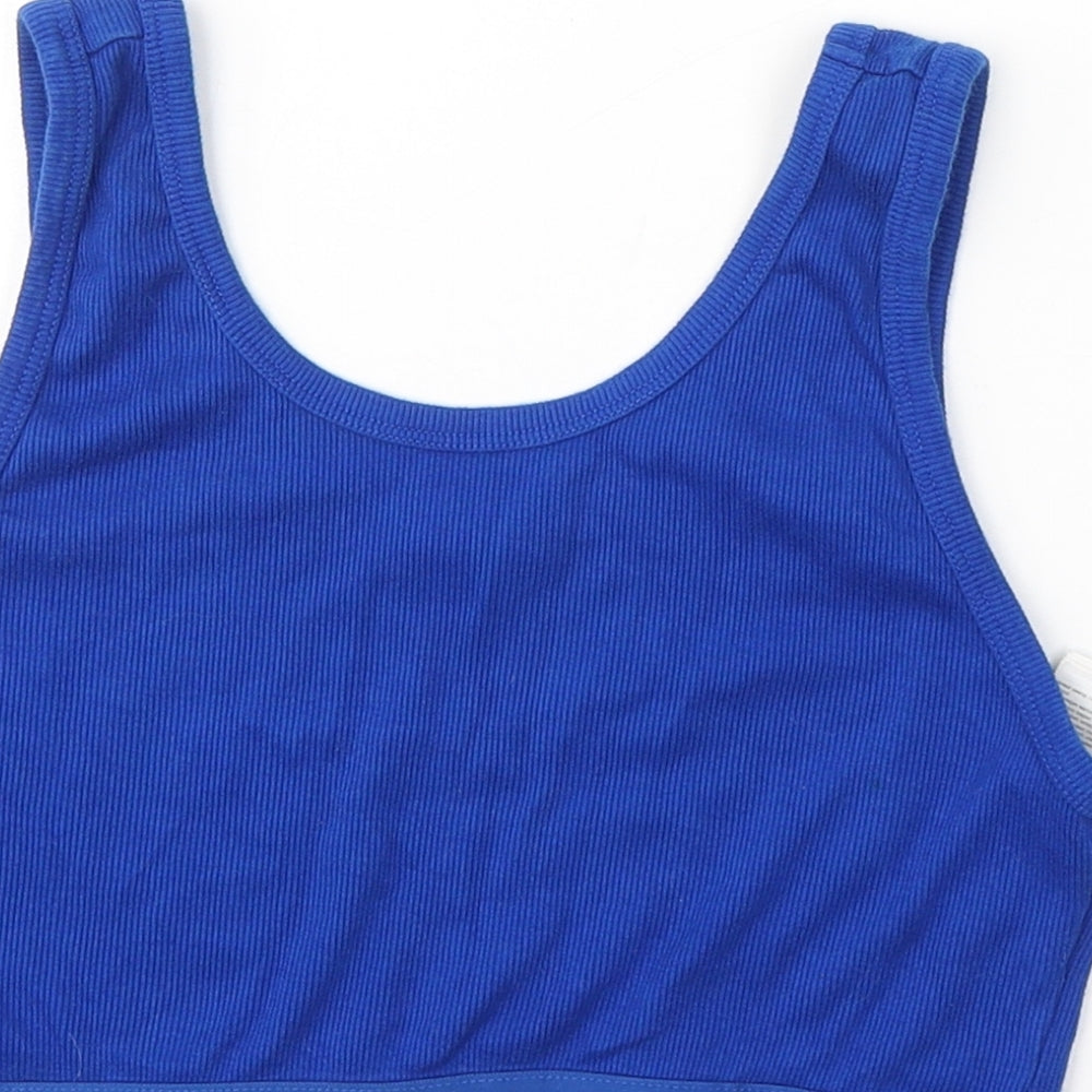 Topshop Womens Beige  Cotton Cropped Tank Size 12 Round Neck
