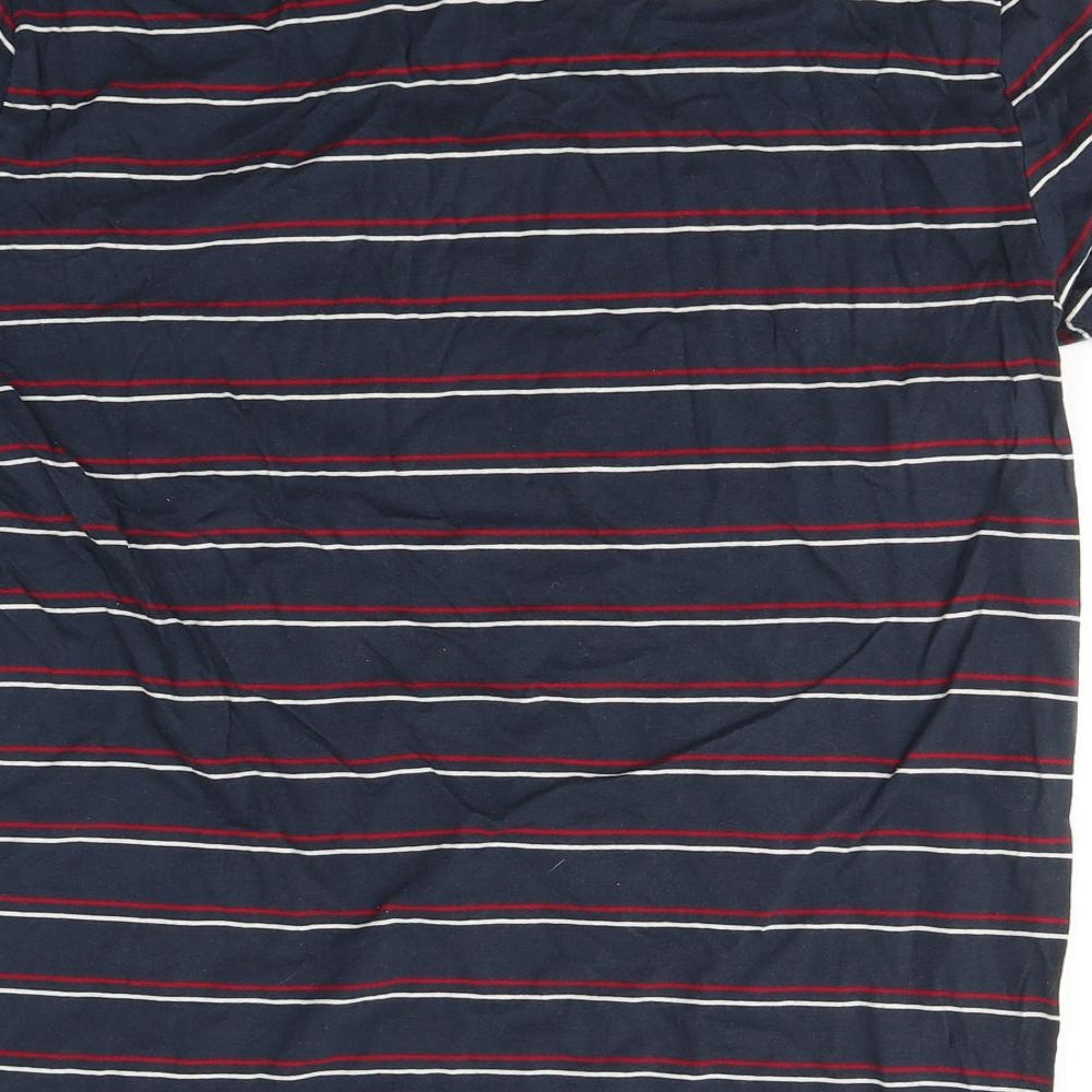 Gap Mens Blue Striped Cotton  T-Shirt Size L Round Neck