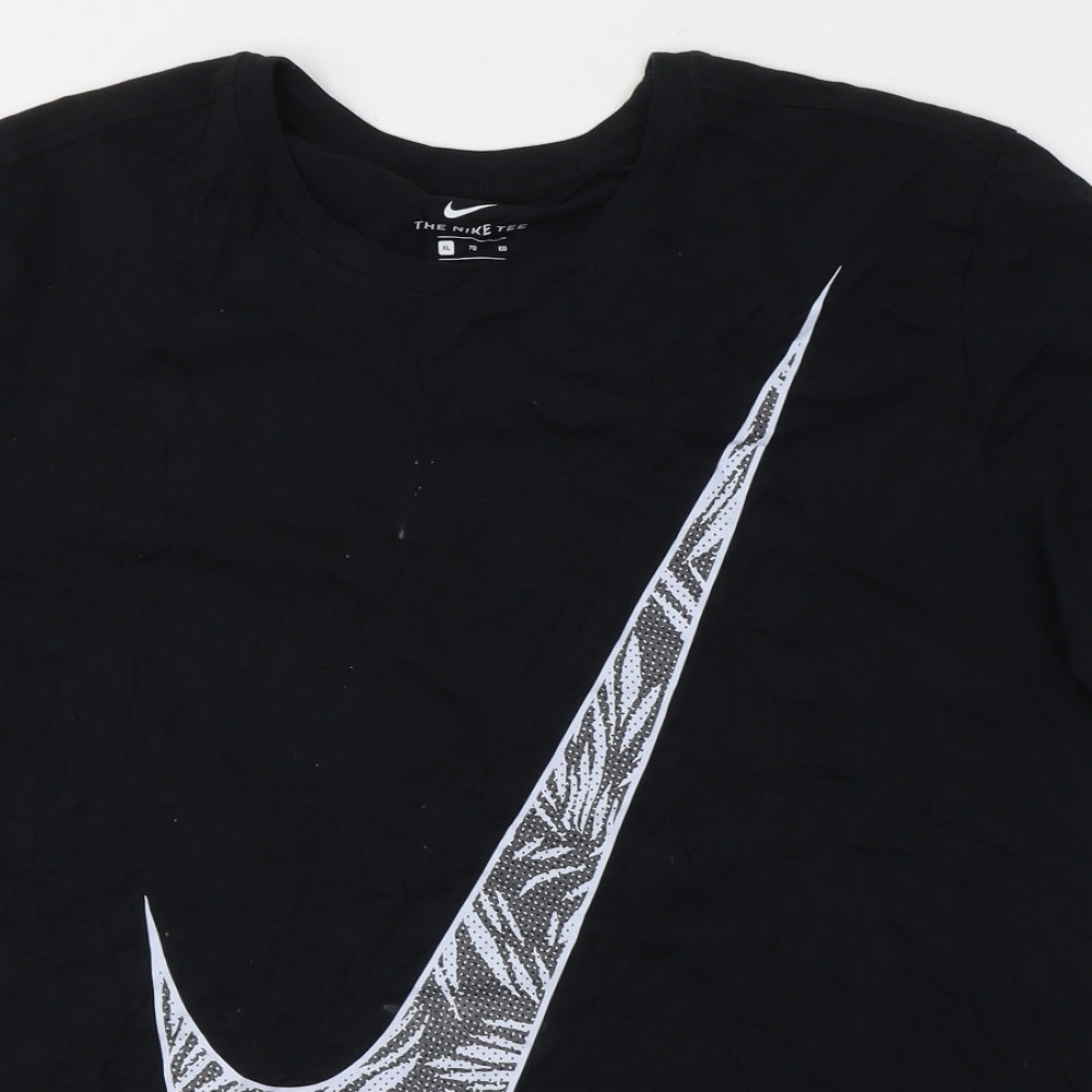 Nike Mens Black  Cotton  T-Shirt Size XL Round Neck