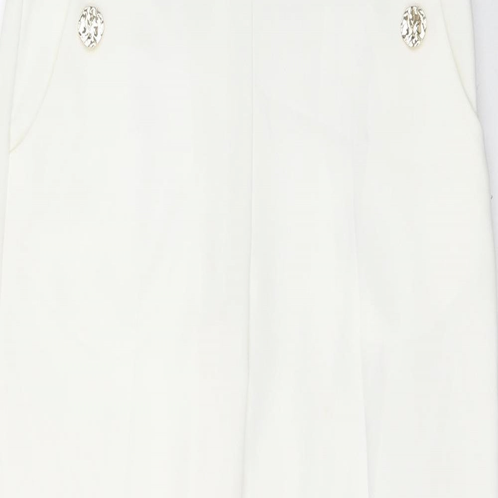River Island Womens White  Polyester Trousers  Size 12 L31 in Regular Zip