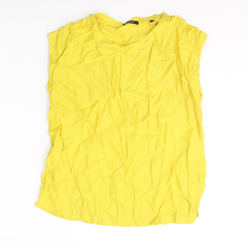 OPUS Womens Yellow  Viscose Basic Tank Size 10 Round Neck