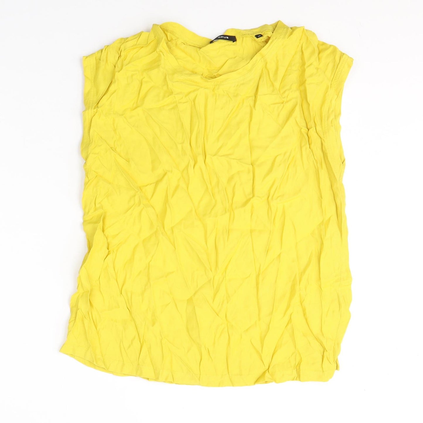 OPUS Womens Yellow  Viscose Basic Tank Size 10 Round Neck