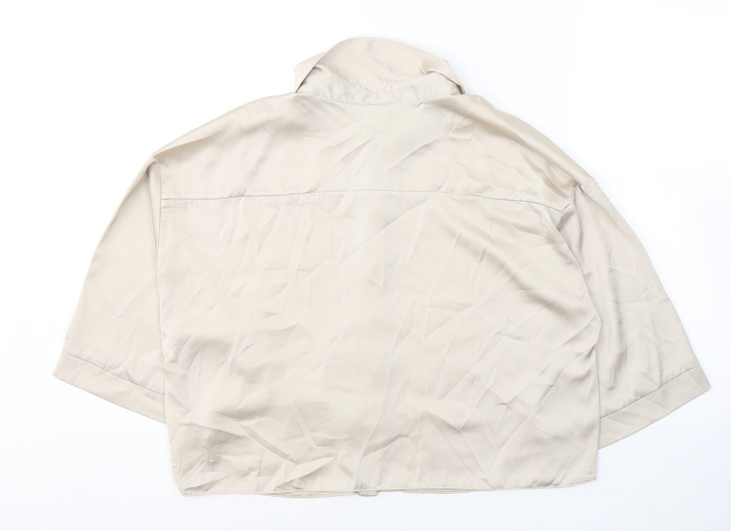 River Island Womens Beige  Polyester Basic Button-Up Size 12 Collared