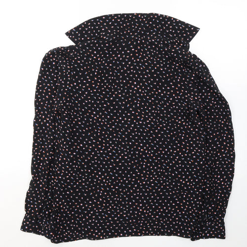 NEXT Womens Black Geometric Viscose Jersey Button-Up Size 6 Collared