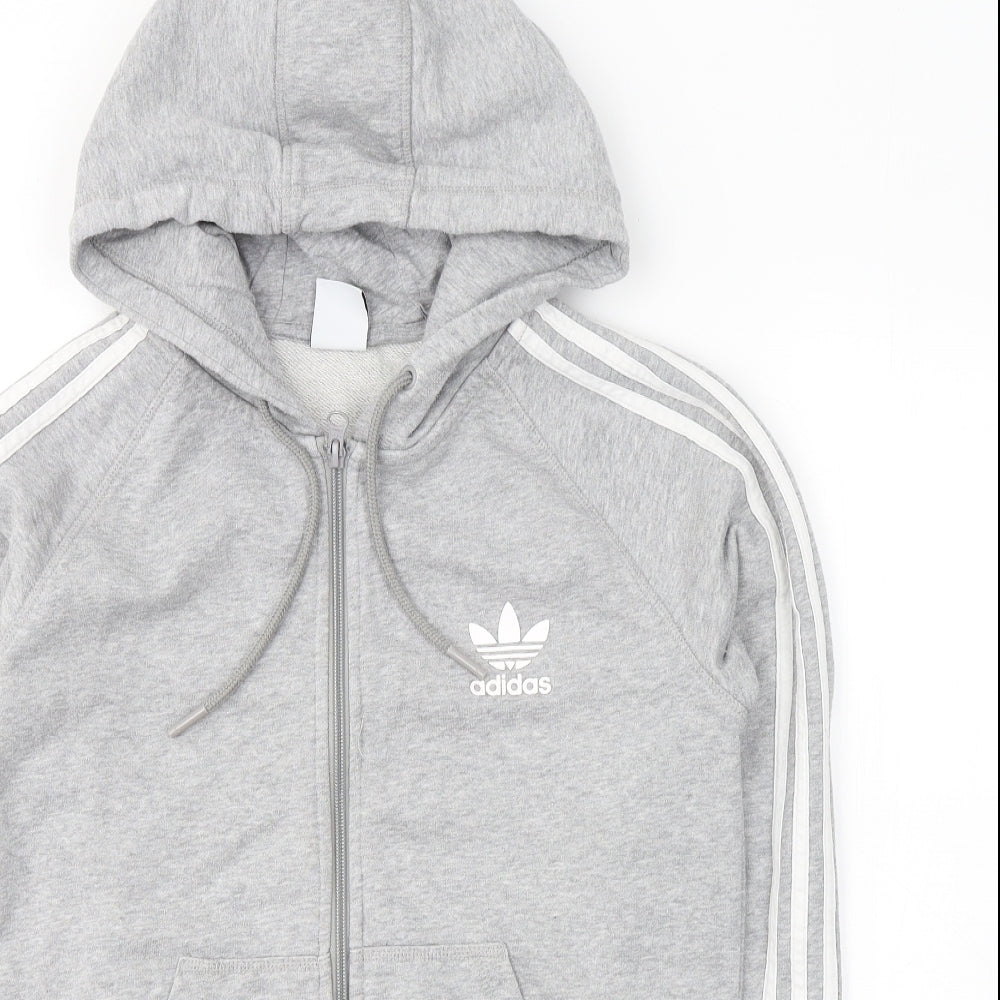 adidas Mens Grey  Cotton Full Zip Hoodie Size S