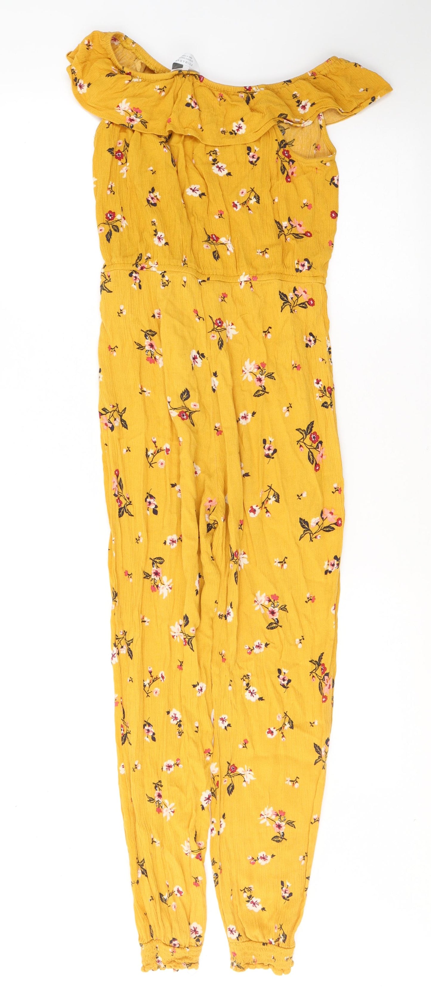 Primark Girls Yellow Floral Polyester Jumpsuit One-Piece Size 12-13 Years  Pullover