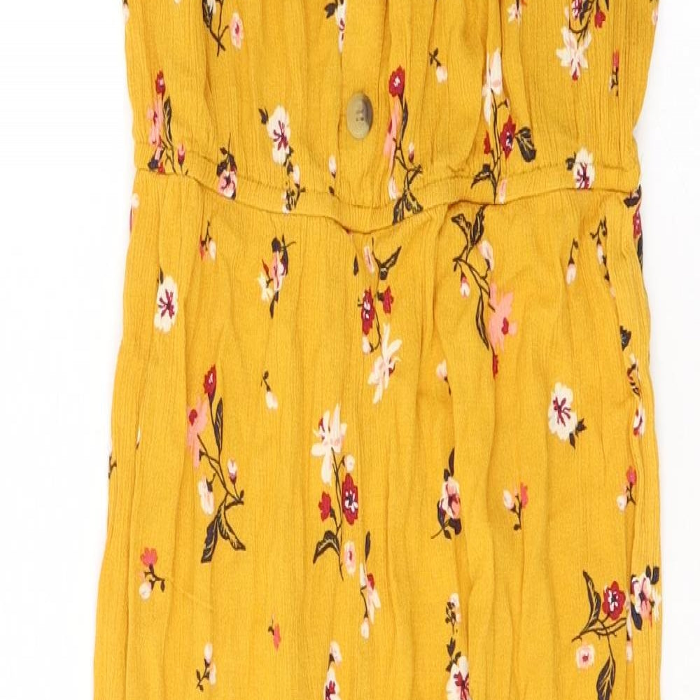 Primark Girls Yellow Floral Polyester Jumpsuit One-Piece Size 12-13 Years  Pullover