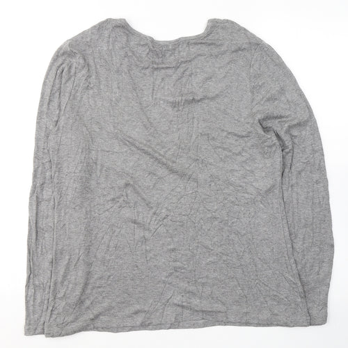 text. Womens Grey  Viscose Jersey Blouse Size M Round Neck