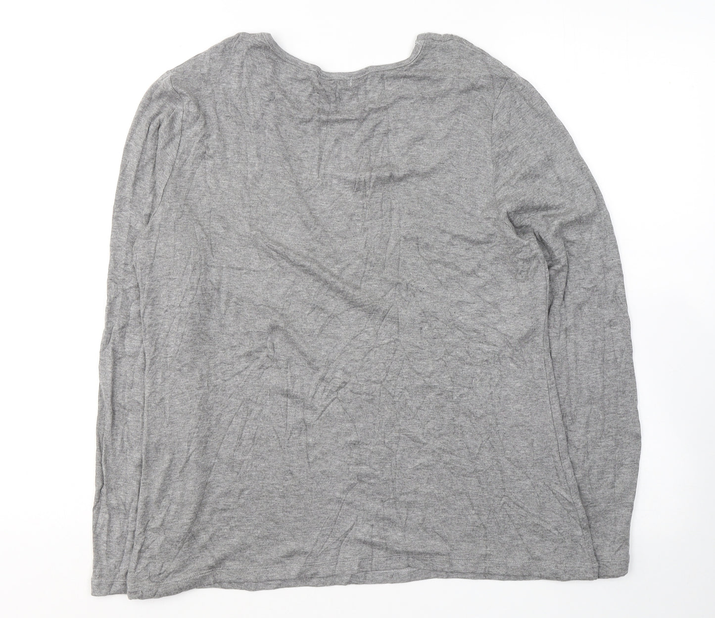 text. Womens Grey  Viscose Jersey Blouse Size M Round Neck