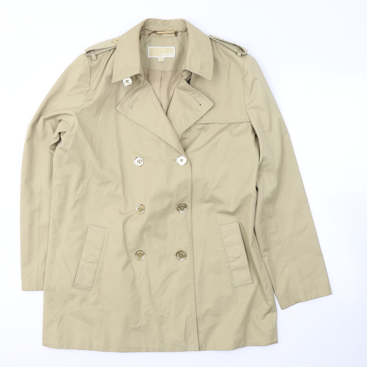 Michael Kors Womens Gold   Jacket Coat Size L  Button