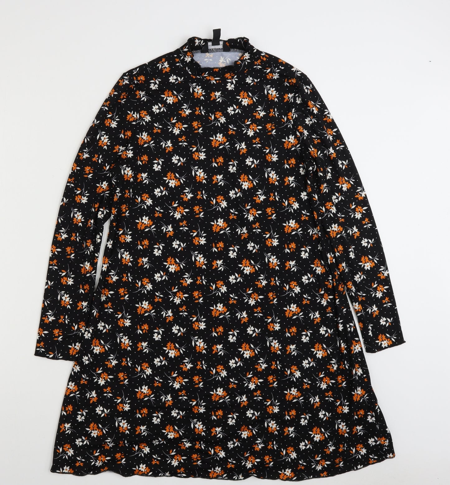 New Look Womens Black Floral Polyester A-Line  Size 10  Round Neck Pullover