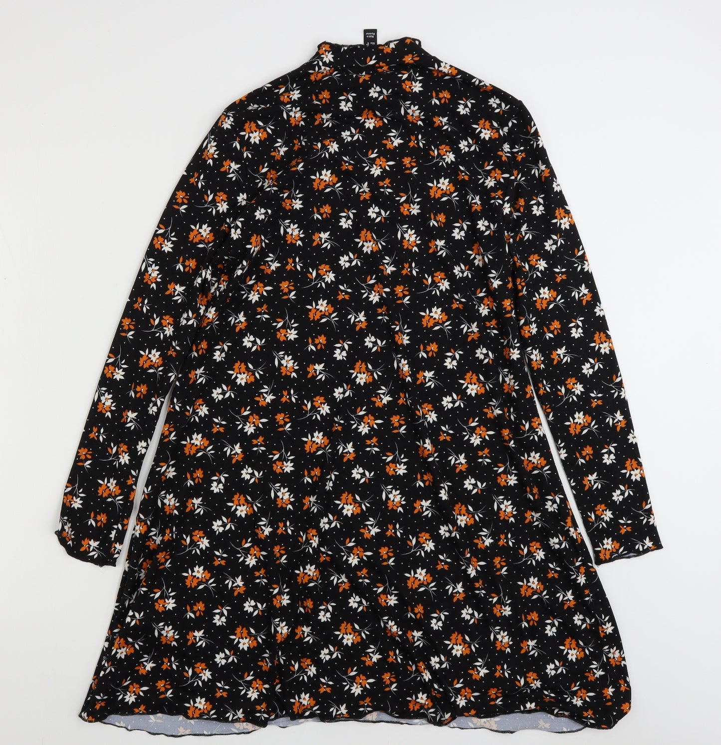 New Look Womens Black Floral Polyester A-Line  Size 10  Round Neck Pullover