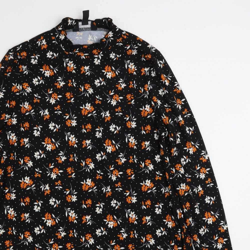 New Look Womens Black Floral Polyester A-Line  Size 10  Round Neck Pullover