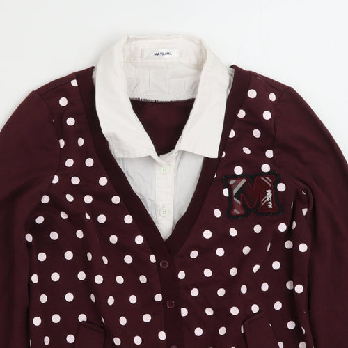 MA.TSU Mi Womens Purple Plaid Polyester Pullover Sweatshirt Size S  Pullover