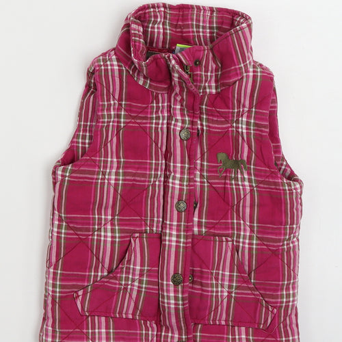 Topolino Girls Pink Plaid  Gilet Jacket Size 4-5 Years  Zip