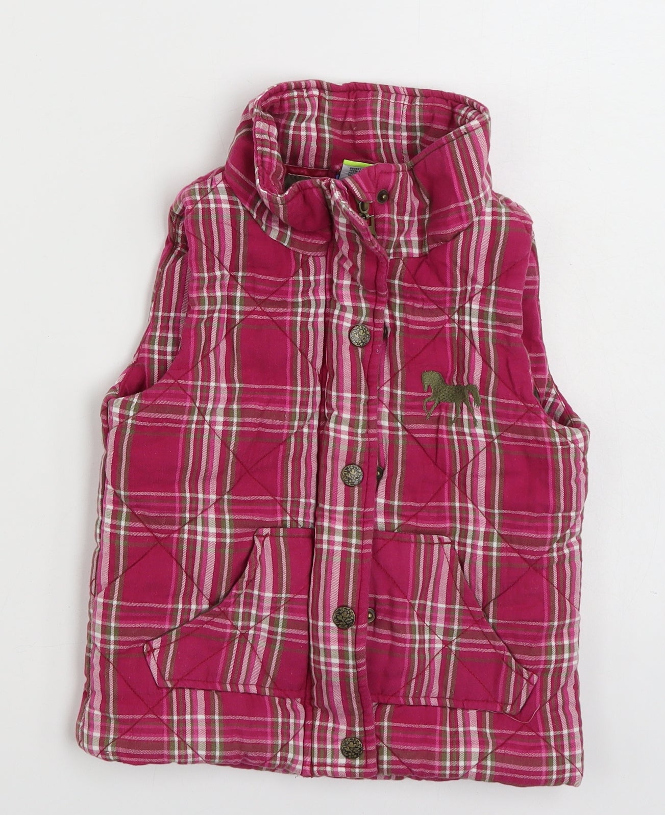 Topolino Girls Pink Plaid  Gilet Jacket Size 4-5 Years  Zip