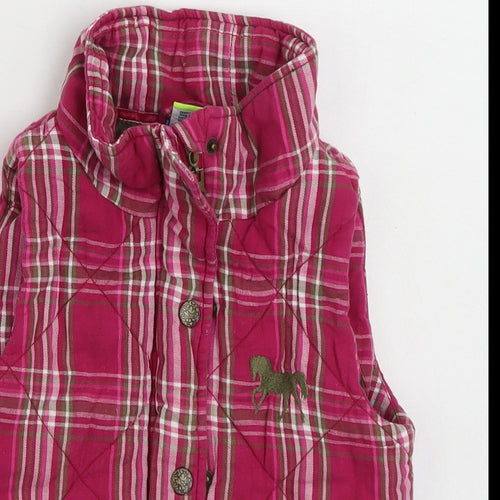 Topolino Girls Pink Plaid  Gilet Jacket Size 4-5 Years  Zip