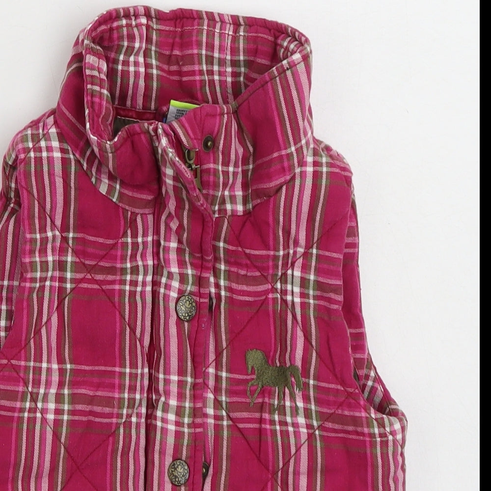 Topolino Girls Pink Plaid  Gilet Jacket Size 4-5 Years  Zip