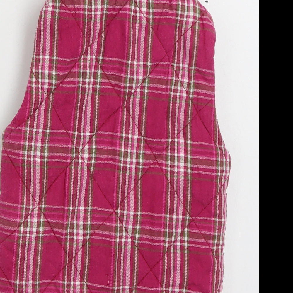 Topolino Girls Pink Plaid  Gilet Jacket Size 4-5 Years  Zip