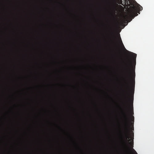 Dorothy Perkins Womens Purple Floral Polyester Basic T-Shirt Size 12 Round Neck