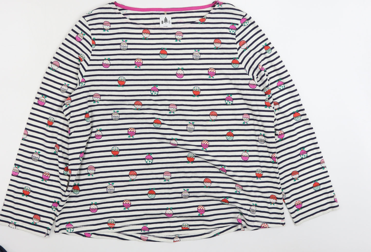 George Womens White Striped 100% Cotton Pullover Sweatshirt Size 20  Pullover - Christmas