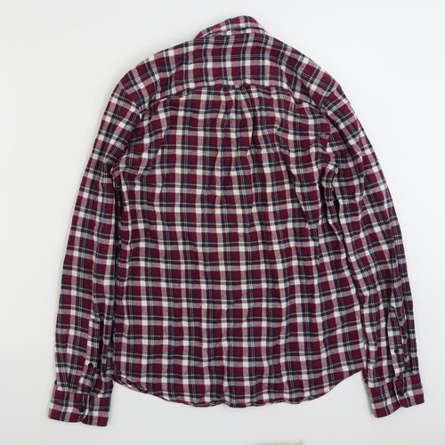 NEXT Mens Multicoloured Plaid Cotton  Button-Up Size M Collared Button