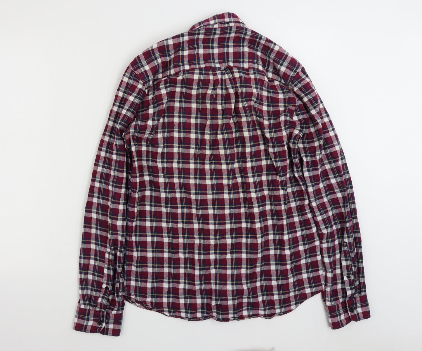 NEXT Mens Multicoloured Plaid Cotton  Button-Up Size M Collared Button