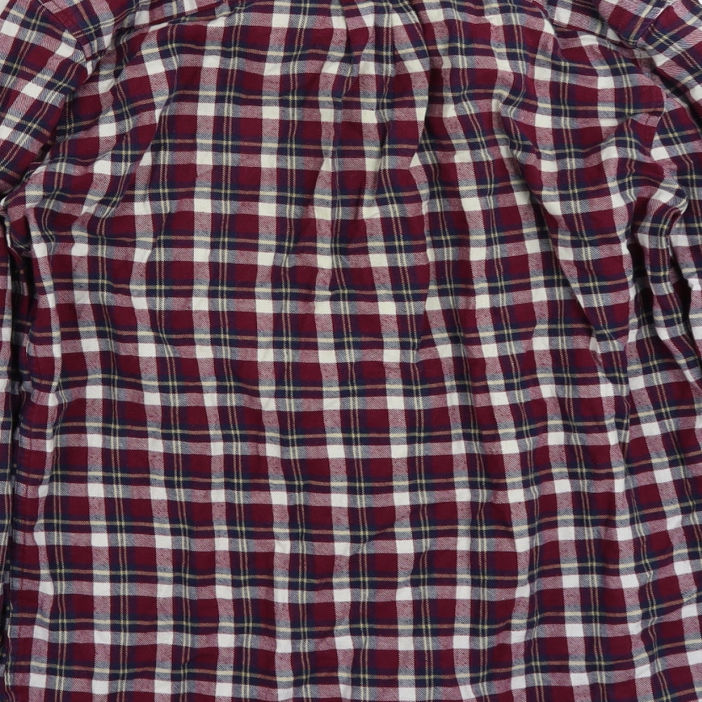 NEXT Mens Multicoloured Plaid Cotton  Button-Up Size M Collared Button