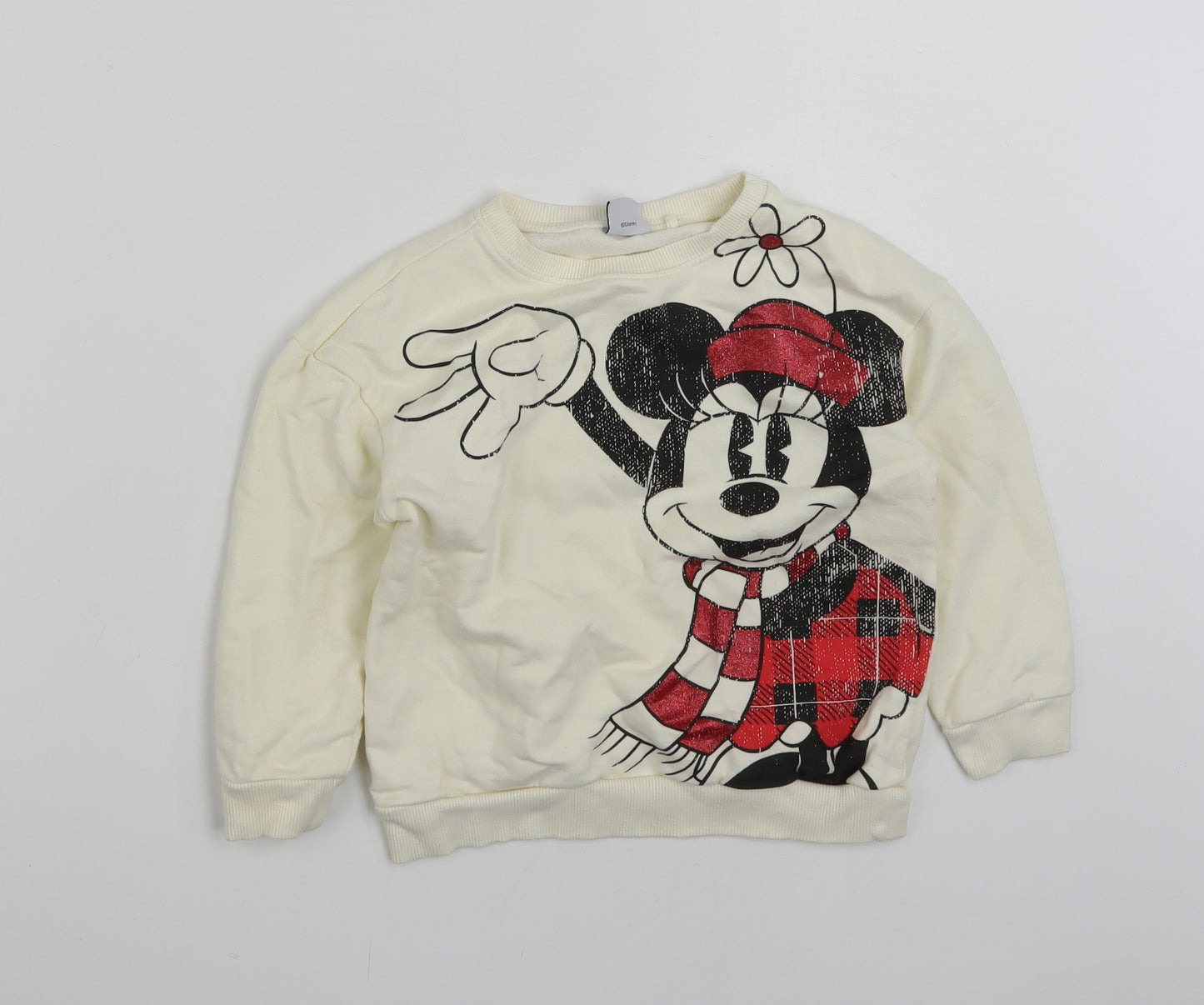 NEXT Girls Ivory  100% Cotton Pullover Sweatshirt Size 4-5 Years  Pullover - Minnie Mouse