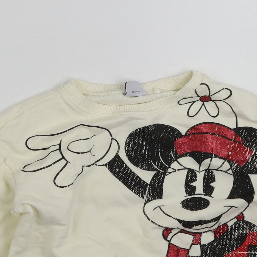 NEXT Girls Ivory  100% Cotton Pullover Sweatshirt Size 4-5 Years  Pullover - Minnie Mouse