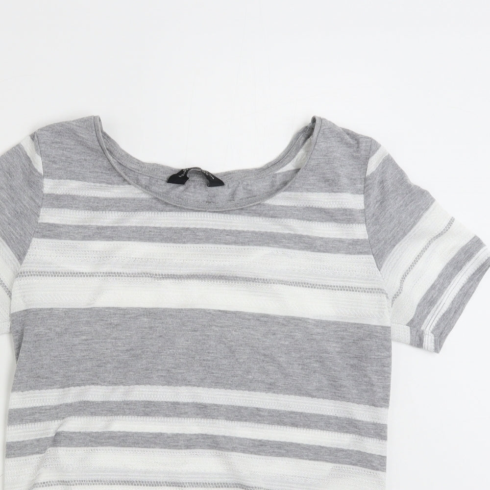 Dorothy Perkins Womens Grey Striped Polyester Pullover Sweatshirt Size 12  Pullover