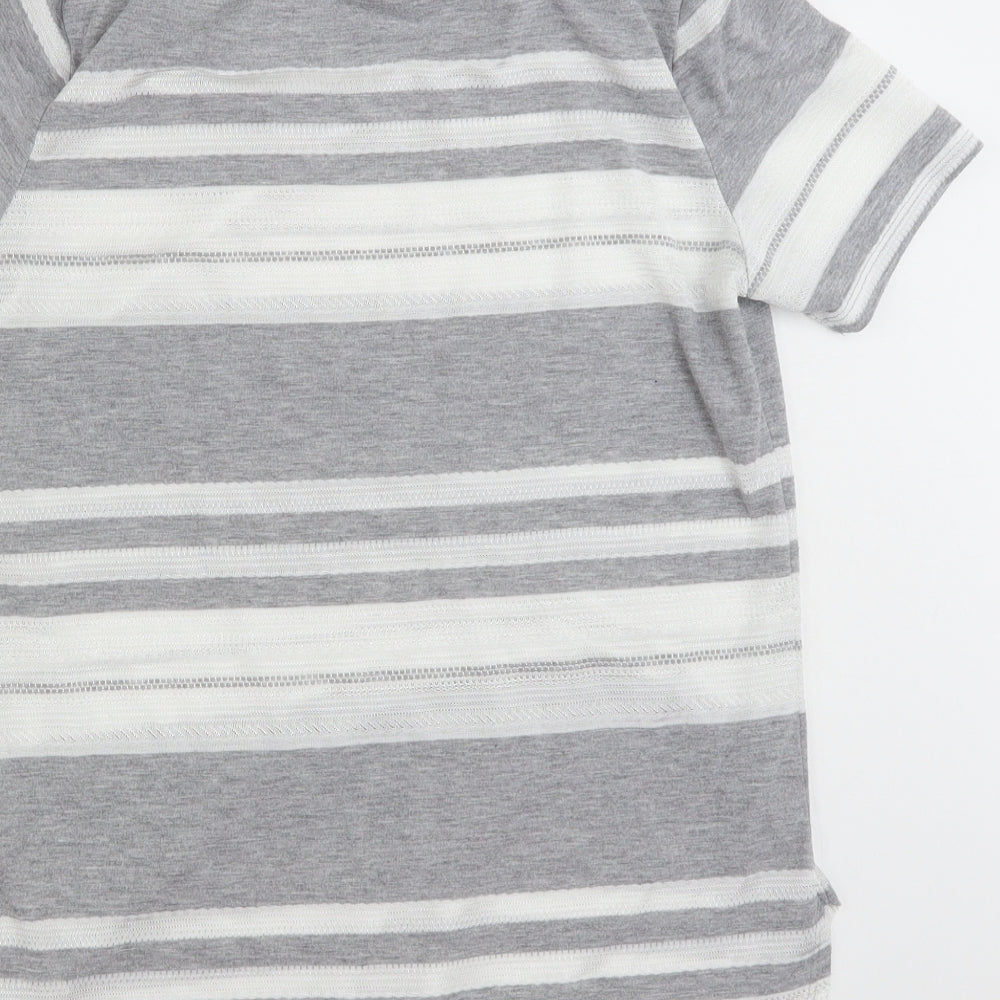 Dorothy Perkins Womens Grey Striped Polyester Pullover Sweatshirt Size 12  Pullover
