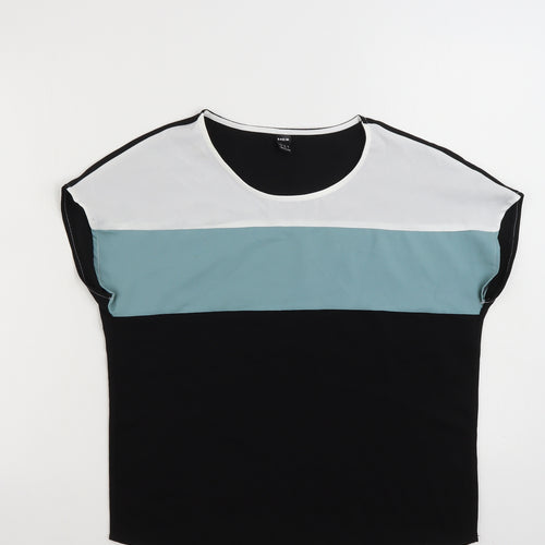 SHEIN  Womens Multicoloured Colourblock Polyester Basic Blouse Size S Crew Neck