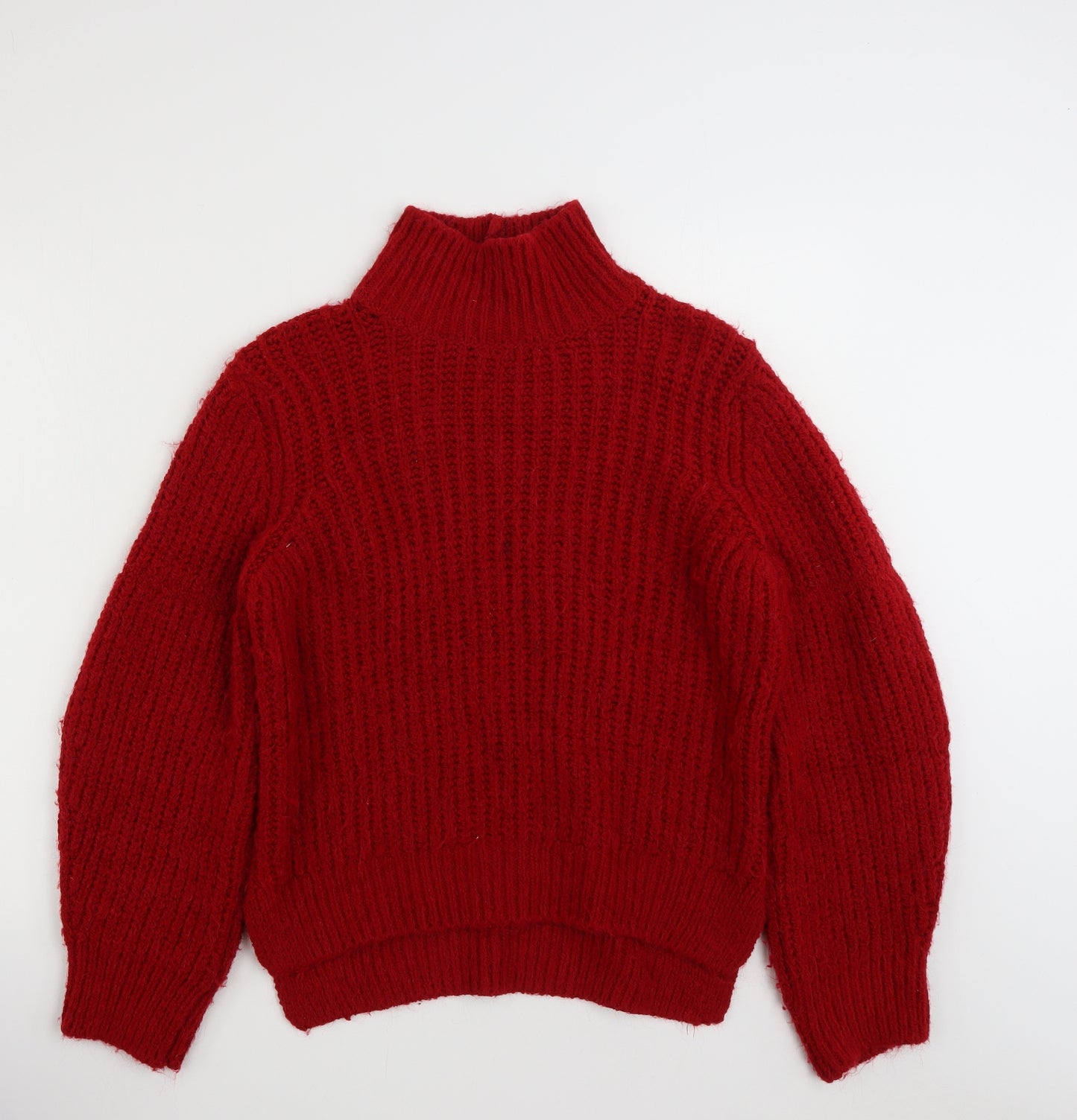Marks and Spencer Womens Red High Neck  Acrylic Pullover Jumper Size M