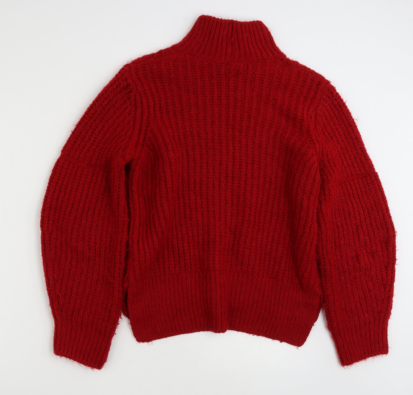 Marks and Spencer Womens Red High Neck  Acrylic Pullover Jumper Size M