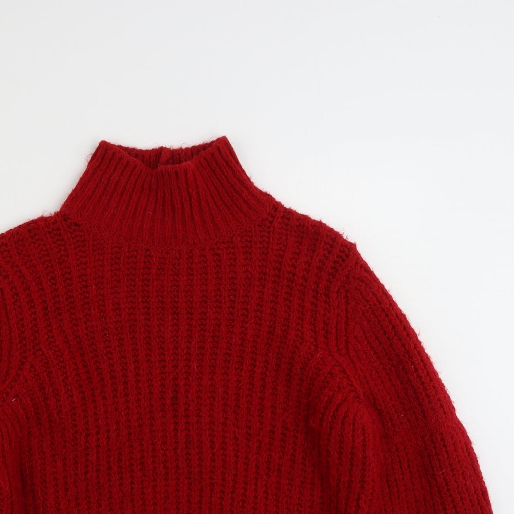 Marks and Spencer Womens Red High Neck  Acrylic Pullover Jumper Size M