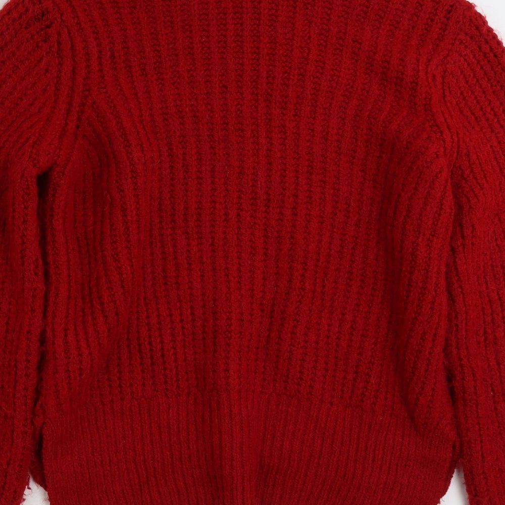 Marks and Spencer Womens Red High Neck  Acrylic Pullover Jumper Size M
