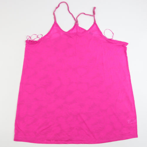 Papaya Womens Pink Floral Polyester Basic Tank Size XL Round Neck