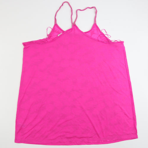 Papaya Womens Pink Floral Polyester Basic Tank Size XL Round Neck