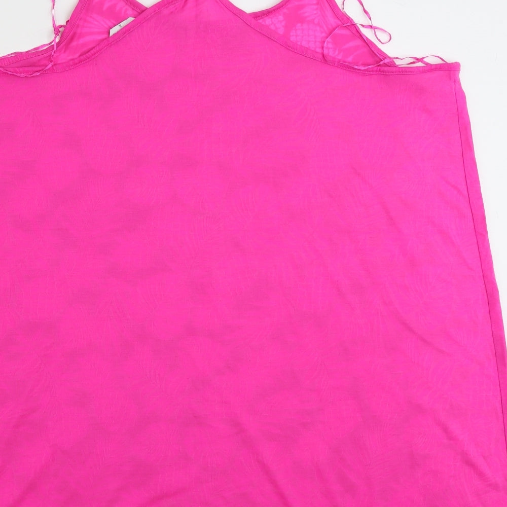 Papaya Womens Pink Floral Polyester Basic Tank Size XL Round Neck