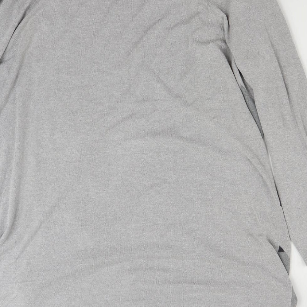 Bonmarché Womens Grey V-Neck Striped Viscose Tunic Jumper Size XL
