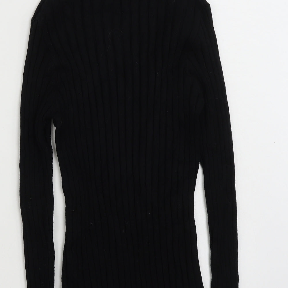 Peacocks Womens Black High Neck  Viscose Pullover Jumper Size 14