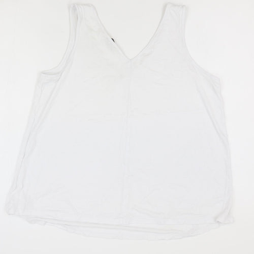 George Womens White  Viscose Basic Tank Size 14 V-Neck