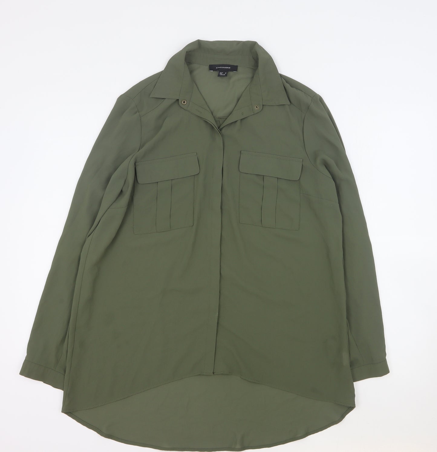 Primark Womens Green  Polyester Basic Button-Up Size 16 Collared