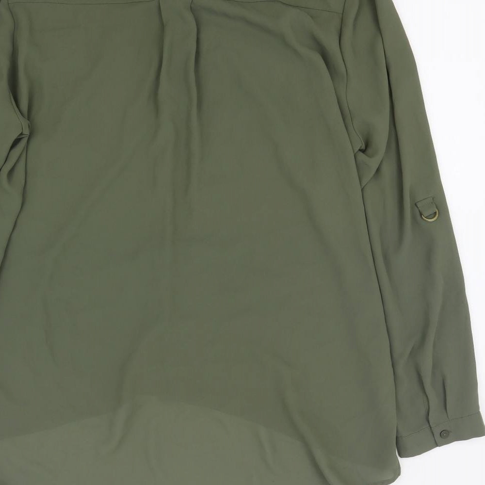 Primark Womens Green  Polyester Basic Button-Up Size 16 Collared